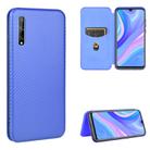 For Huawei Y8p / Enjoy 10S Carbon Fiber Texture Horizontal Flip TPU + PC + PU Leather Case with Card Slot(Blue) - 1