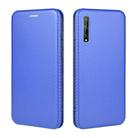 For Huawei Y8p / Enjoy 10S Carbon Fiber Texture Horizontal Flip TPU + PC + PU Leather Case with Card Slot(Blue) - 2