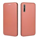 For Huawei Y8p / Enjoy 10S Carbon Fiber Texture Horizontal Flip TPU + PC + PU Leather Case with Card Slot(Brown) - 2