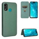 For Huawei Honor 9X Lite Carbon Fiber Texture Horizontal Flip TPU + PC + PU Leather Case with Card Slot(Green) - 1