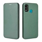 For Huawei Honor 9X Lite Carbon Fiber Texture Horizontal Flip TPU + PC + PU Leather Case with Card Slot(Green) - 2