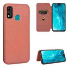 For Huawei Honor 9X Lite Carbon Fiber Texture Horizontal Flip TPU + PC + PU Leather Case with Card Slot(Brown) - 1