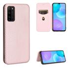 For Huawei Honor 30 Youth Carbon Fiber Texture Horizontal Flip TPU + PC + PU Leather Case with Card Slot(Pink) - 1