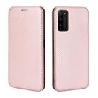 For Huawei Honor 30 Youth Carbon Fiber Texture Horizontal Flip TPU + PC + PU Leather Case with Card Slot(Pink) - 2