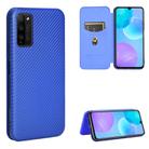 For Huawei Honor 30 Youth Carbon Fiber Texture Horizontal Flip TPU + PC + PU Leather Case with Card Slot(Blue) - 1