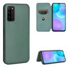 For Huawei Honor 30 Youth Carbon Fiber Texture Horizontal Flip TPU + PC + PU Leather Case with Card Slot(Green) - 1