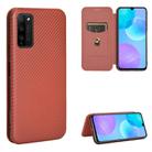 For Huawei Honor 30 Youth Carbon Fiber Texture Horizontal Flip TPU + PC + PU Leather Case with Card Slot(Brown) - 1