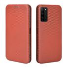 For Huawei Honor 30 Youth Carbon Fiber Texture Horizontal Flip TPU + PC + PU Leather Case with Card Slot(Brown) - 2