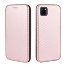For Huawei Y5p / Honor 9S Carbon Fiber Texture Horizontal Flip TPU + PC + PU Leather Case with Card Slot(Pink) - 2
