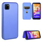 For Huawei Y5p / Honor 9S Carbon Fiber Texture Horizontal Flip TPU + PC + PU Leather Case with Card Slot(Blue) - 1