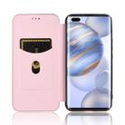 For Huawei Honor 30 Pro Carbon Fiber Texture Horizontal Flip TPU + PC + PU Leather Case with Card Slot(Pink) - 3