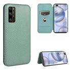 For Huawei Honor 30 Pro Carbon Fiber Texture Horizontal Flip TPU + PC + PU Leather Case with Card Slot(Green) - 1