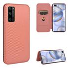 For Huawei Honor 30 Pro Carbon Fiber Texture Horizontal Flip TPU + PC + PU Leather Case with Card Slot(Brown) - 1