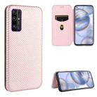 For Huawei Honor 30S Carbon Fiber Texture Horizontal Flip TPU + PC + PU Leather Case with Card Slot(Pink) - 1