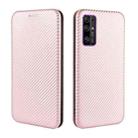 For Huawei Honor 30S Carbon Fiber Texture Horizontal Flip TPU + PC + PU Leather Case with Card Slot(Pink) - 2