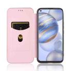 For Huawei Honor 30S Carbon Fiber Texture Horizontal Flip TPU + PC + PU Leather Case with Card Slot(Pink) - 3