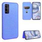 For Huawei Honor 30S Carbon Fiber Texture Horizontal Flip TPU + PC + PU Leather Case with Card Slot(Blue) - 1