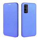 For Huawei Honor 30S Carbon Fiber Texture Horizontal Flip TPU + PC + PU Leather Case with Card Slot(Blue) - 2