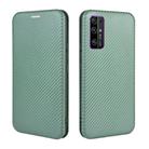 For Huawei Honor 30S Carbon Fiber Texture Horizontal Flip TPU + PC + PU Leather Case with Card Slot(Green) - 2