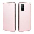 For Huawei Honor View30 Carbon Fiber Texture Horizontal Flip TPU + PC + PU Leather Case with Card Slot(Pink) - 2