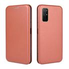 For Huawei Honor View30 Carbon Fiber Texture Horizontal Flip TPU + PC + PU Leather Case with Card Slot(Brown) - 2