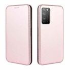 For Huawei Honor X10 5G Carbon Fiber Texture Horizontal Flip TPU + PC + PU Leather Case with Card Slot(Pink) - 2