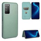 For Huawei Honor X10 5G Carbon Fiber Texture Horizontal Flip TPU + PC + PU Leather Case with Card Slot(Green) - 1