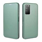 For Huawei Honor X10 5G Carbon Fiber Texture Horizontal Flip TPU + PC + PU Leather Case with Card Slot(Green) - 2
