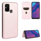 For Huawei Honor Play 9A Carbon Fiber Texture Horizontal Flip TPU + PC + PU Leather Case with Card Slot(Pink) - 1