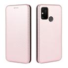 For Huawei Honor Play 9A Carbon Fiber Texture Horizontal Flip TPU + PC + PU Leather Case with Card Slot(Pink) - 2