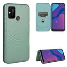 For Huawei Honor Play 9A Carbon Fiber Texture Horizontal Flip TPU + PC + PU Leather Case with Card Slot(Green) - 1