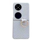 For Huawei Pocket 2 Sparkling Diamond Rhombus PC Phone Case with Ring(Silver) - 1