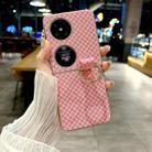 For Huawei P50 Pocket Sparkling Diamond Rhombus PC Phone Case with Ring(Pink) - 2