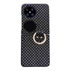 For Huawei P50 Pocket Sparkling Diamond Rhombus PC Phone Case with Ring(Black) - 1