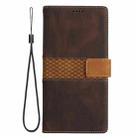 For iPhone 16 Pro Max Grid Stitching Leather Phone Case with Lanyard(Brown) - 2