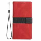 For iPhone 16 Pro Max Grid Stitching Leather Phone Case with Lanyard(Red) - 2