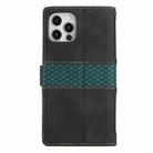 For iPhone 16 Pro Max Grid Stitching Leather Phone Case with Lanyard(Black) - 3