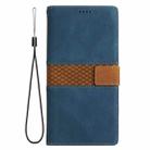 For iPhone 16 Pro Grid Stitching Leather Phone Case with Lanyard(Blue) - 2