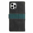 For iPhone 16 Pro Grid Stitching Leather Phone Case with Lanyard(Black) - 3