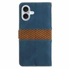 For iPhone 16 Plus Grid Stitching Leather Phone Case with Lanyard(Blue) - 3