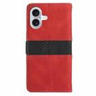 For iPhone 16 Plus Grid Stitching Leather Phone Case with Lanyard(Red) - 3