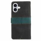 For iPhone 16 Plus Grid Stitching Leather Phone Case with Lanyard(Black) - 3