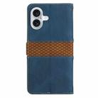 For iPhone 16 Grid Stitching Leather Phone Case with Lanyard(Blue) - 3