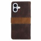 For iPhone 16 Grid Stitching Leather Phone Case with Lanyard(Brown) - 3