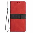 For iPhone 16 Grid Stitching Leather Phone Case with Lanyard(Red) - 2