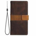 For iPhone 15 Pro Max Grid Stitching Leather Phone Case with Lanyard(Brown) - 2