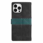 For iPhone 15 Pro Max Grid Stitching Leather Phone Case with Lanyard(Black) - 3