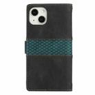 For iPhone 15 Grid Stitching Leather Phone Case with Lanyard(Black) - 3