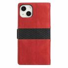 For iPhone 14 Grid Stitching Leather Phone Case with Lanyard(Red) - 3