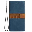 For iPhone 14 Pro Grid Stitching Leather Phone Case with Lanyard(Blue) - 2